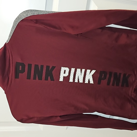 VS PINK Ultimate Quarter Zip Burgundy (M) Pullover - Picture 5 of 6